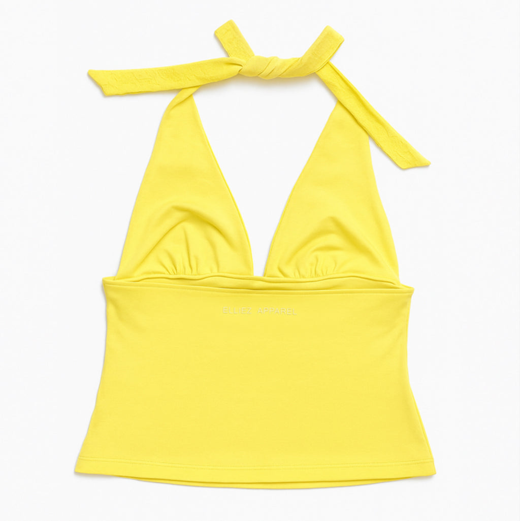 (Yellow) Laced numbered halter Top - PRE ORDER