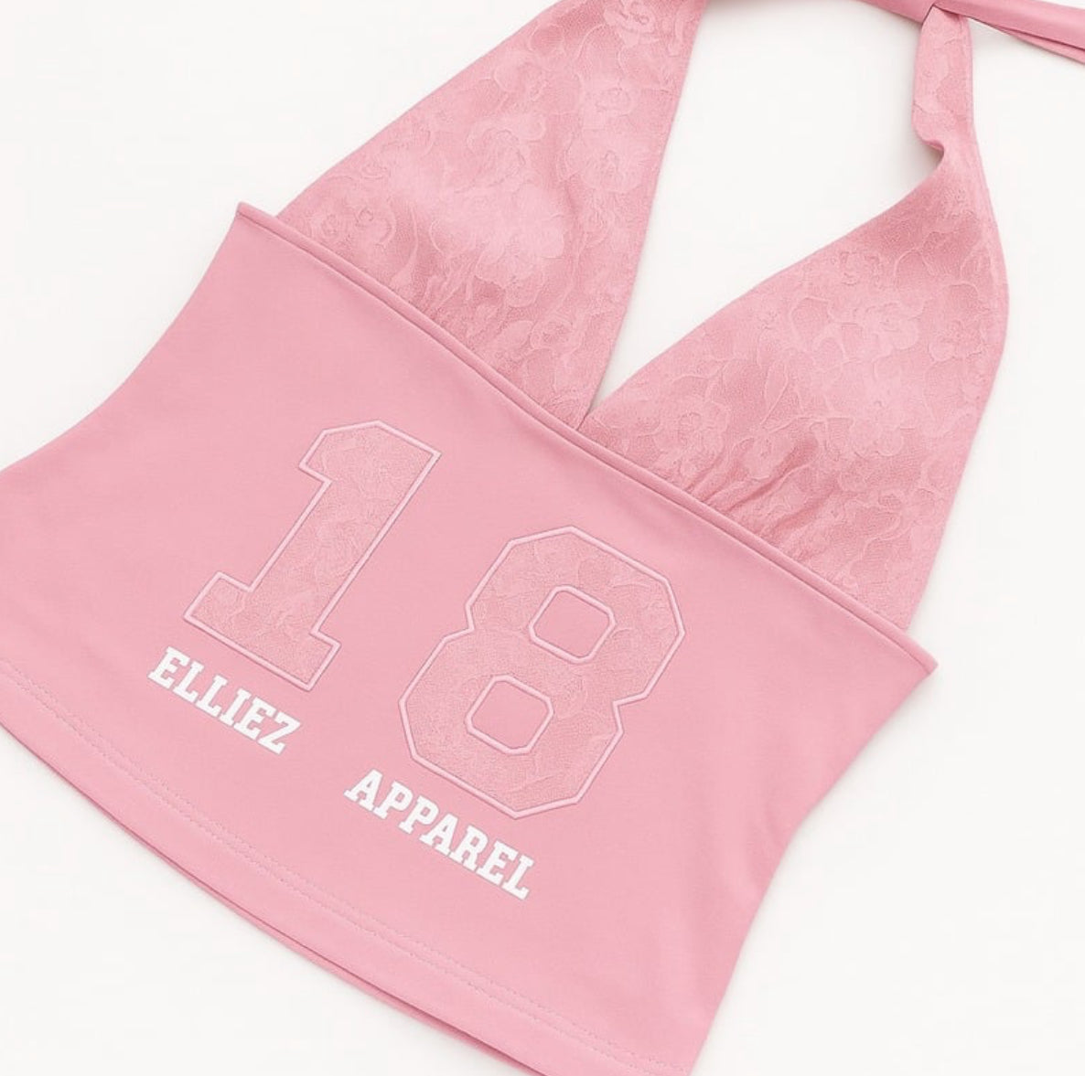 (Pink) Laced numbered halter top