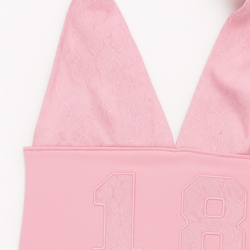 (Pink) Laced numbered halter top