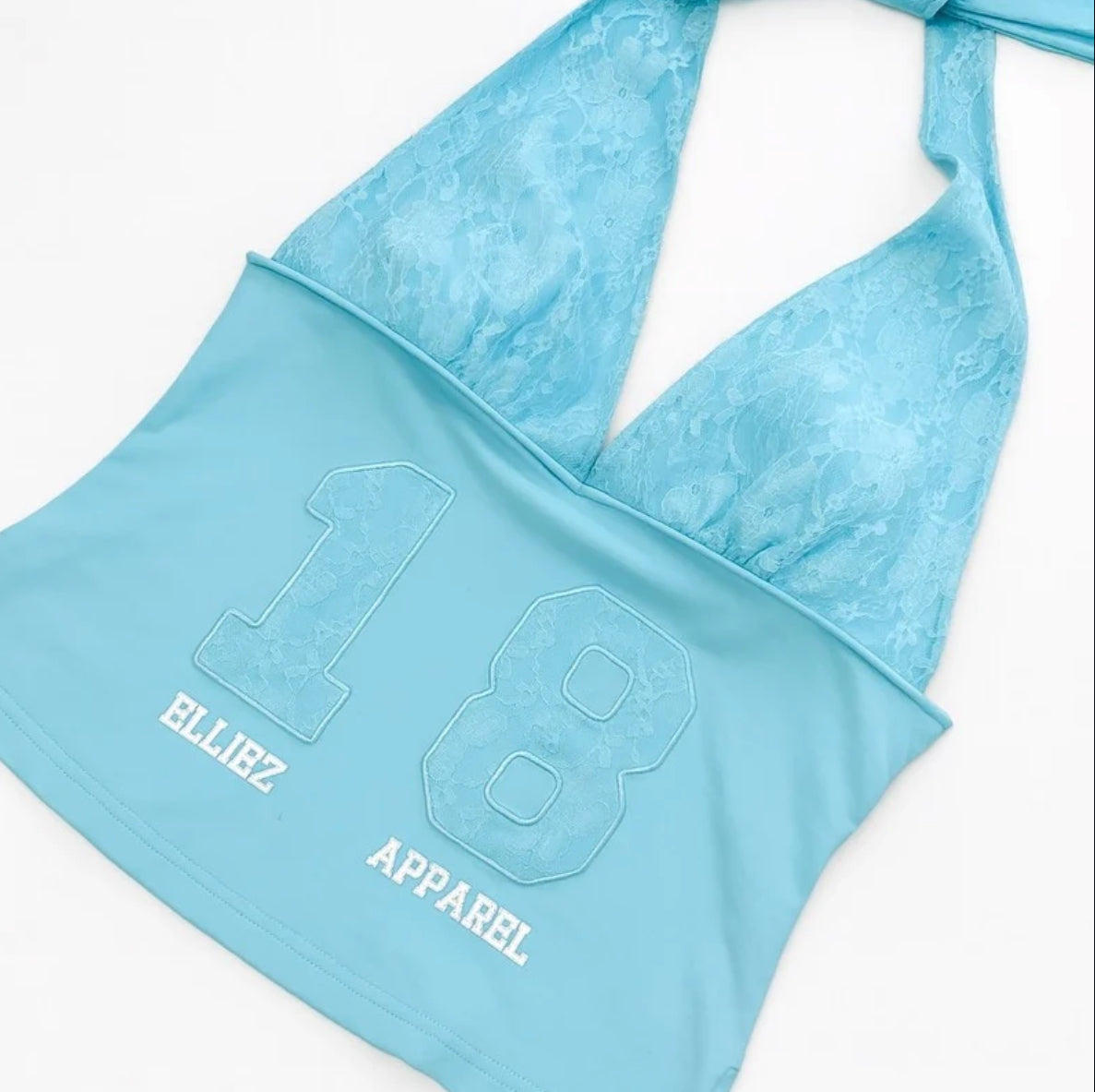 (Blue) Laced numbered halter top